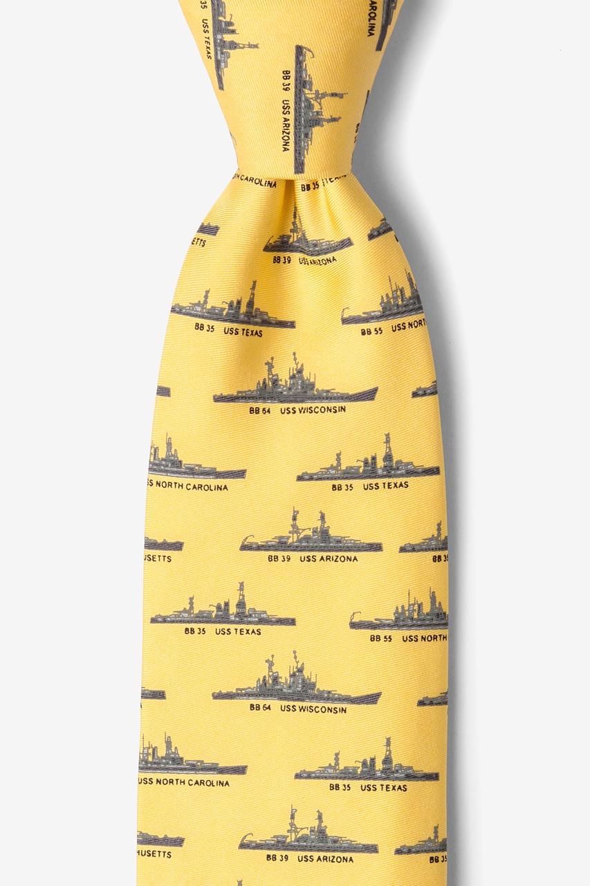 alynn U.S. Battleships yellow 100% silk Tie