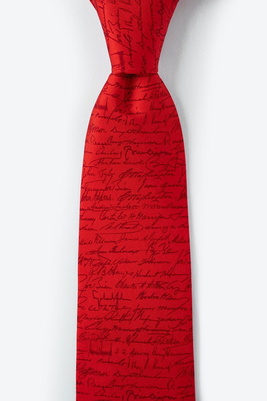 alynn U.S. Presidential Signatures red 100% silk Tie