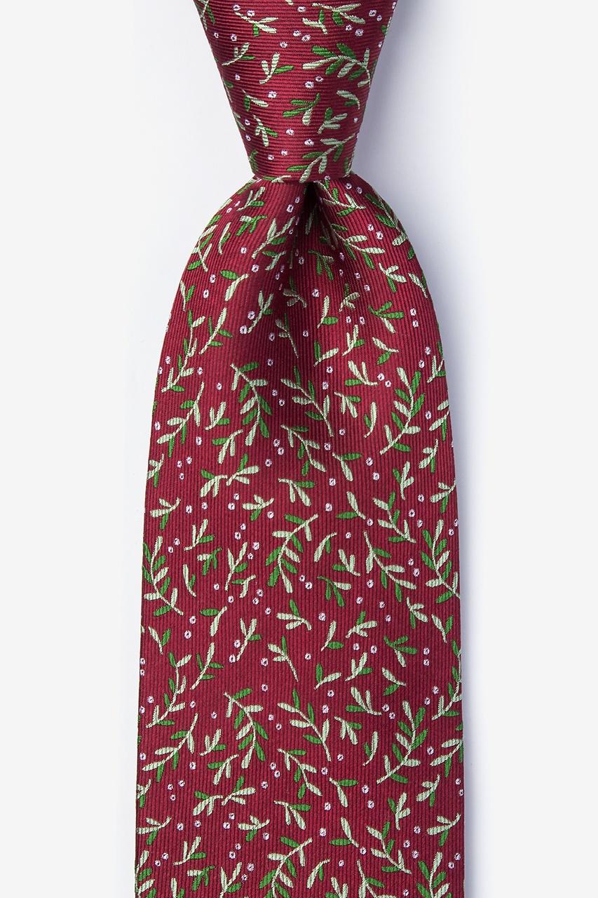 alynn Under the Mistletoe burgundy 100% silk Tie