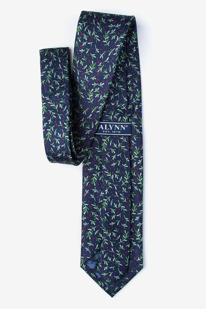 Alynn Under The Mistletoe Navy Blue 100% Silk Tie
