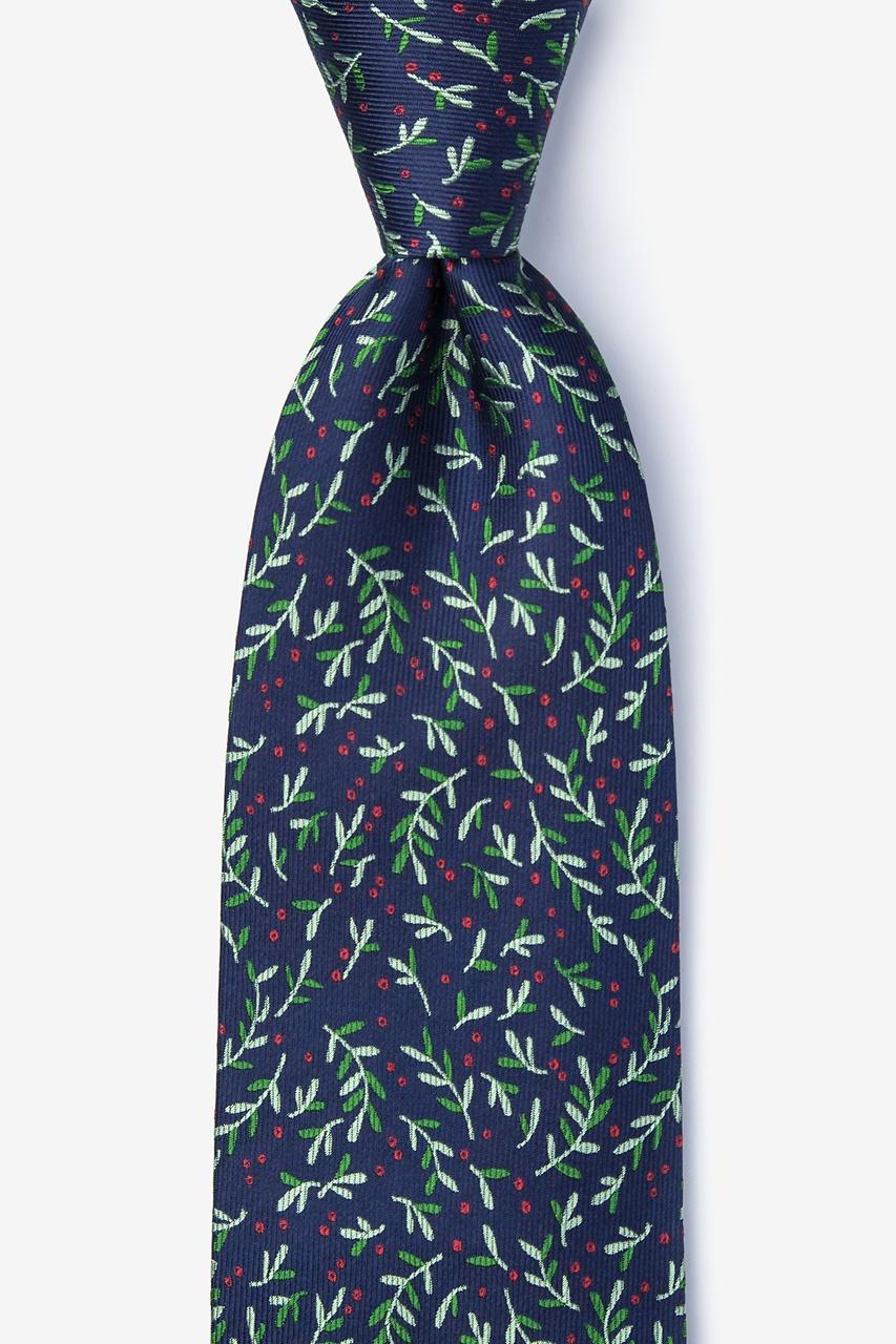 alynn Under the Mistletoe Navy Blue 100% silk Tie