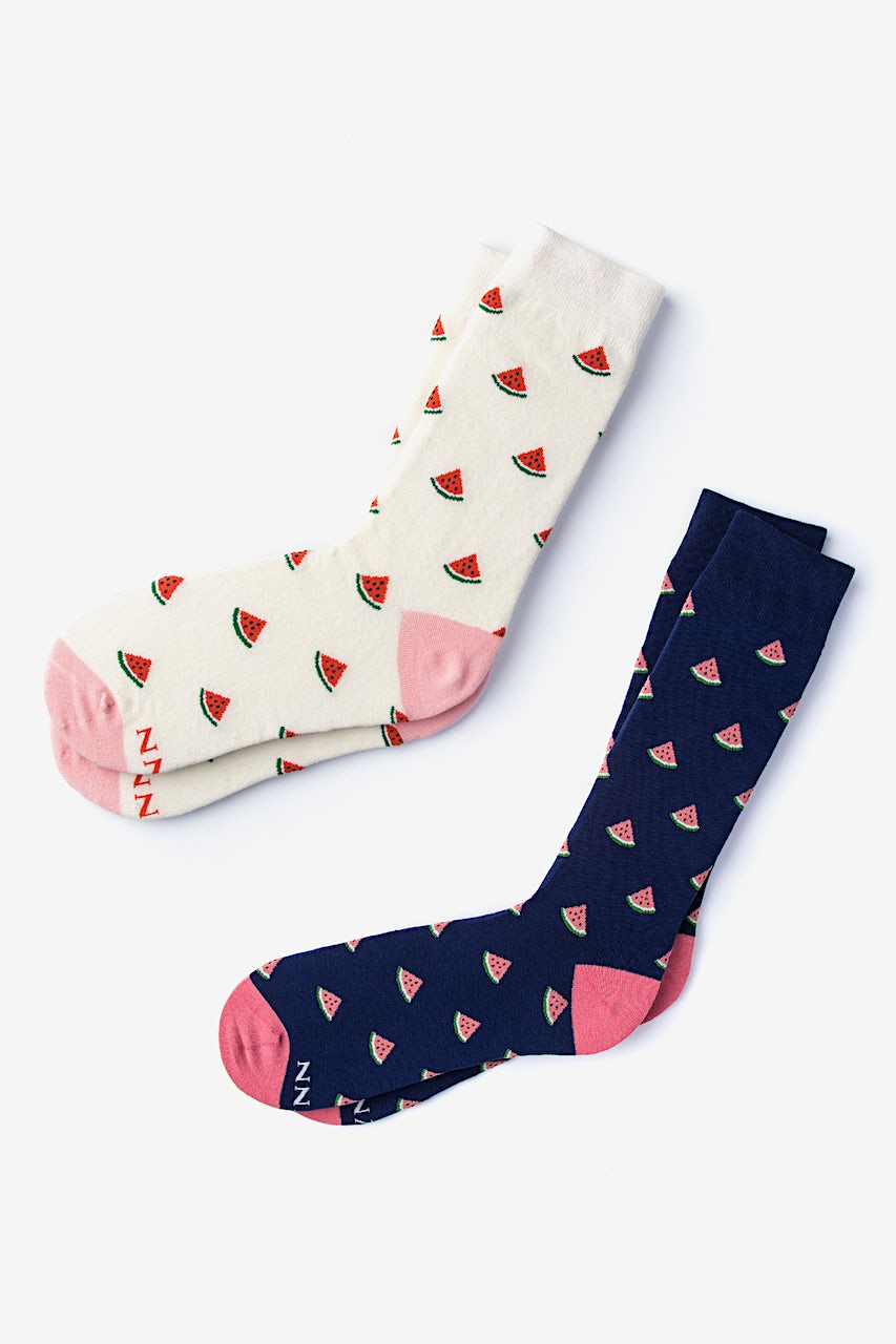 alynn Watermelon Navy Blue His & Hers Socks