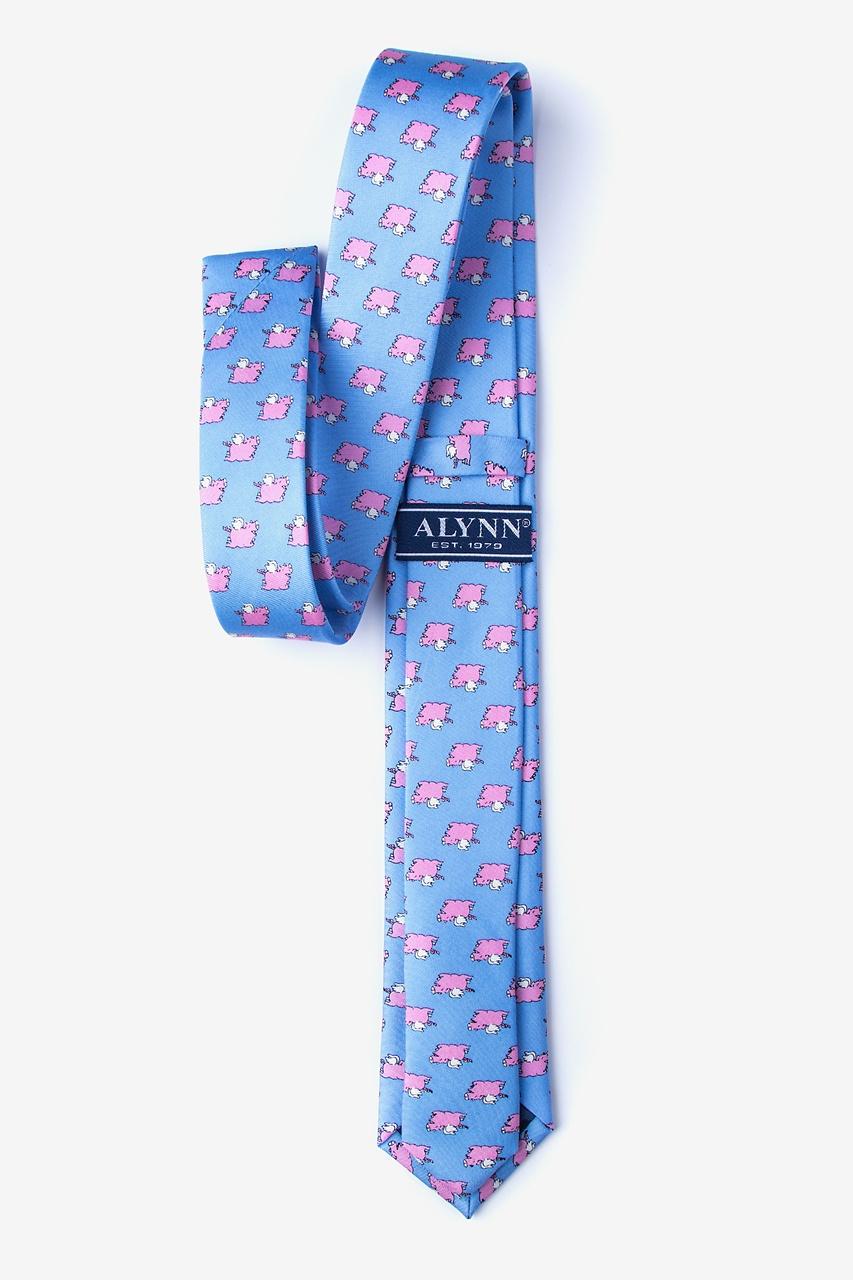 Alynn When Pigs Fly Light Blue 100% Silk Skinny Tie