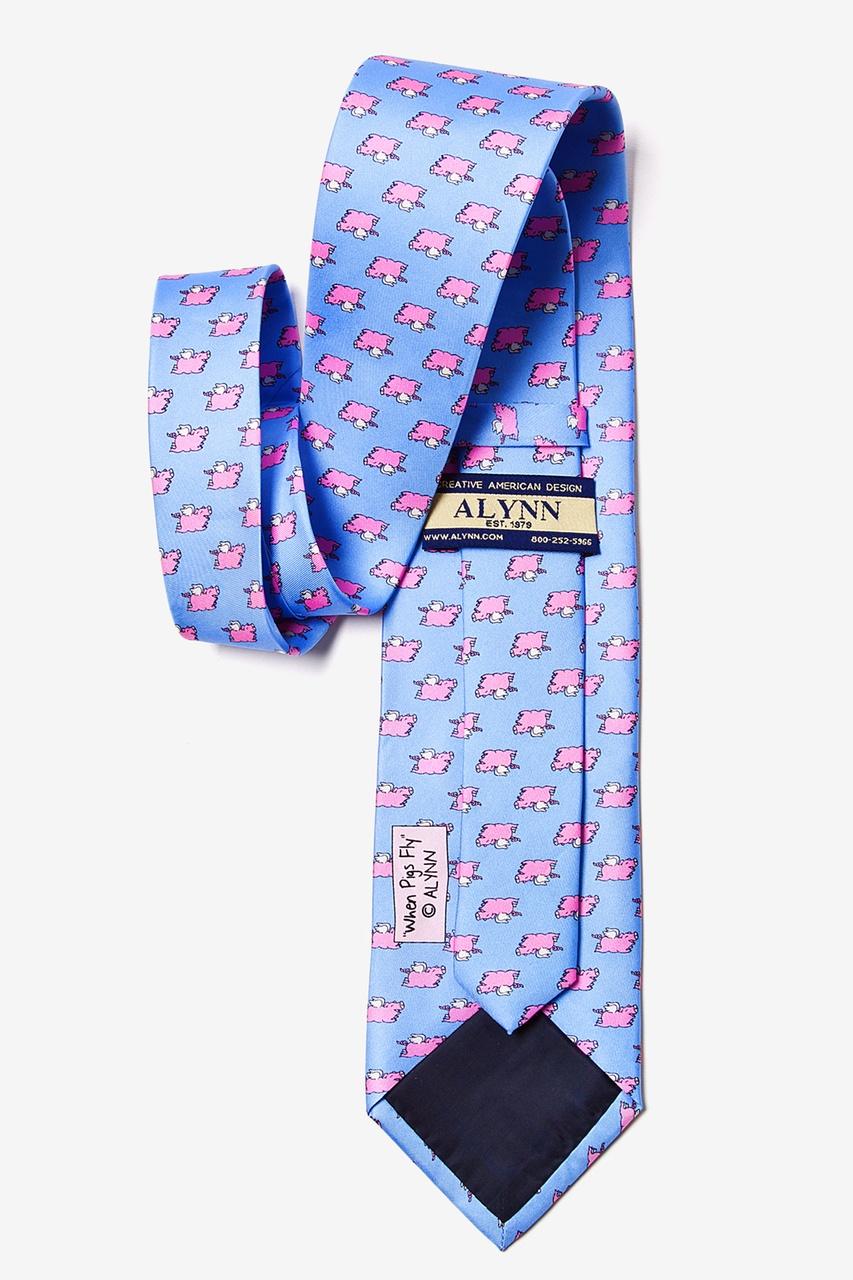 Alynn When Pigs Fly Light Blue 100% Silk Tie