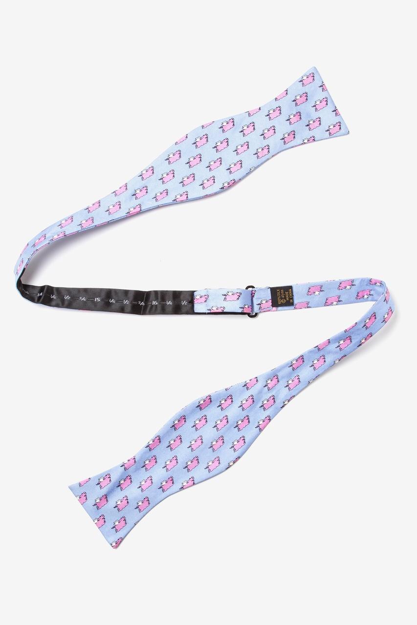 Alynn When Pigs Fly Light Blue Self-Tie Bow Tie