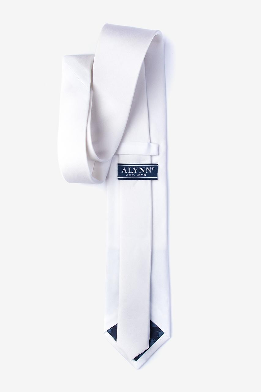 Alynn White White 100% Silk Extra Long Tie