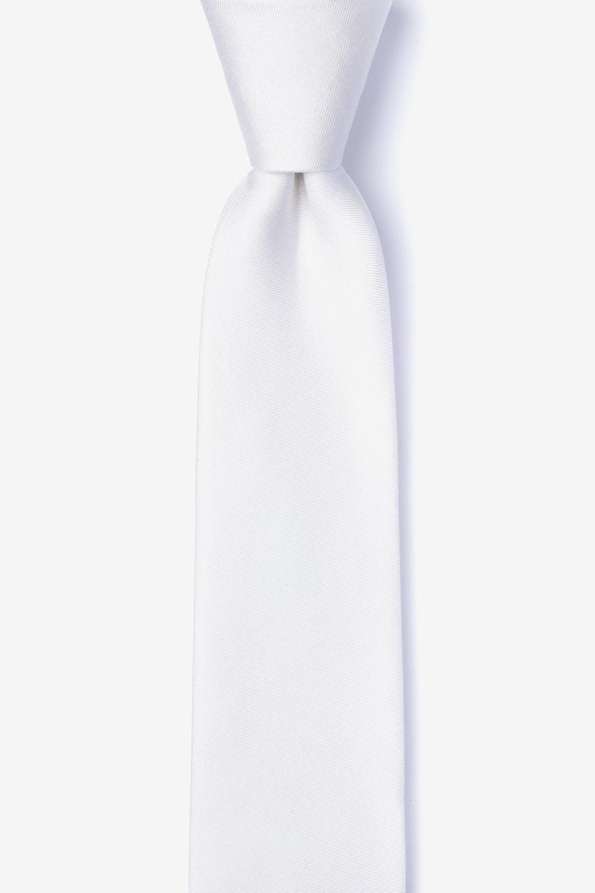 alynn White White 100% silk Skinny Tie