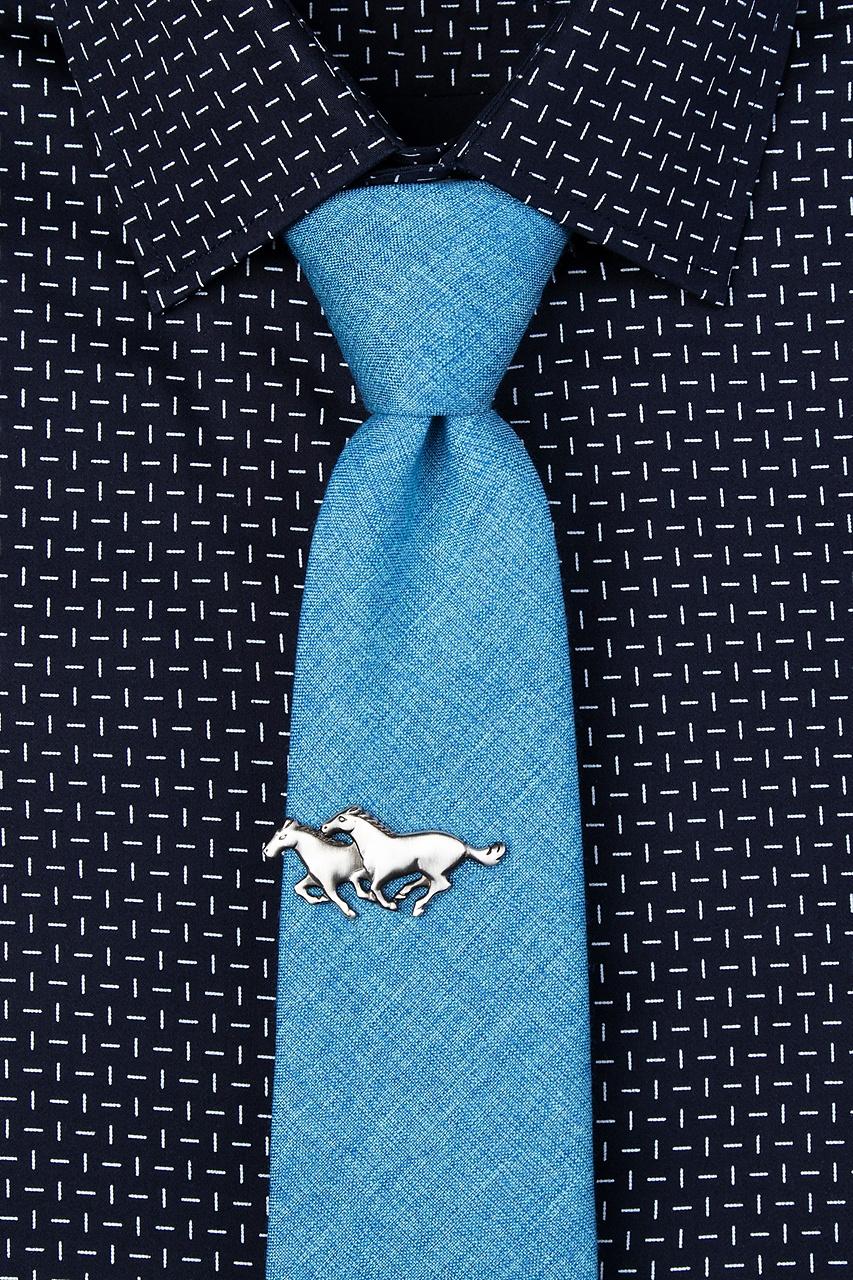 Alynn Wild Horses Antiqued Silver Tie Bar