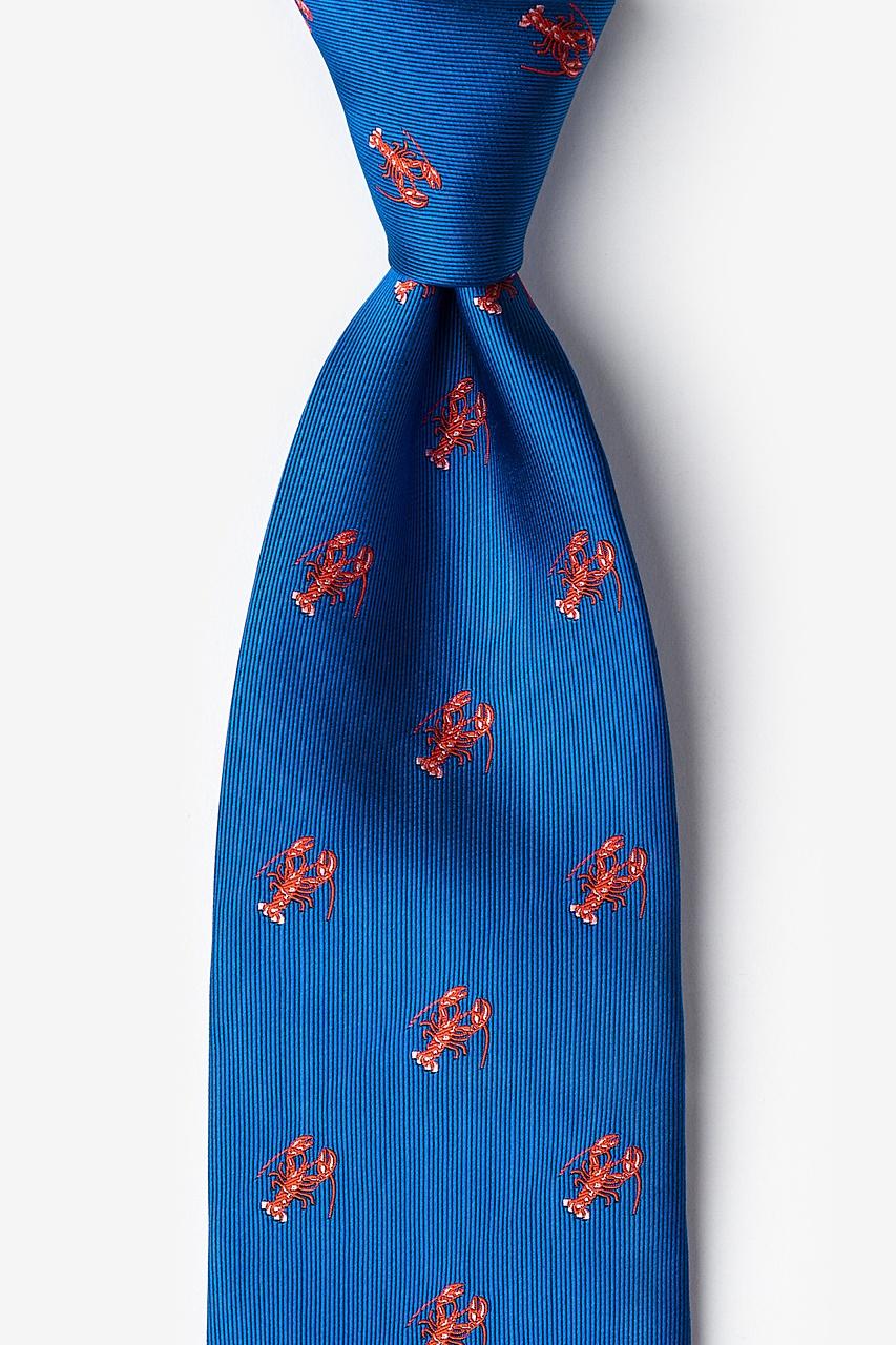 alynn Will Work for Lobster blue 100% silk Tie