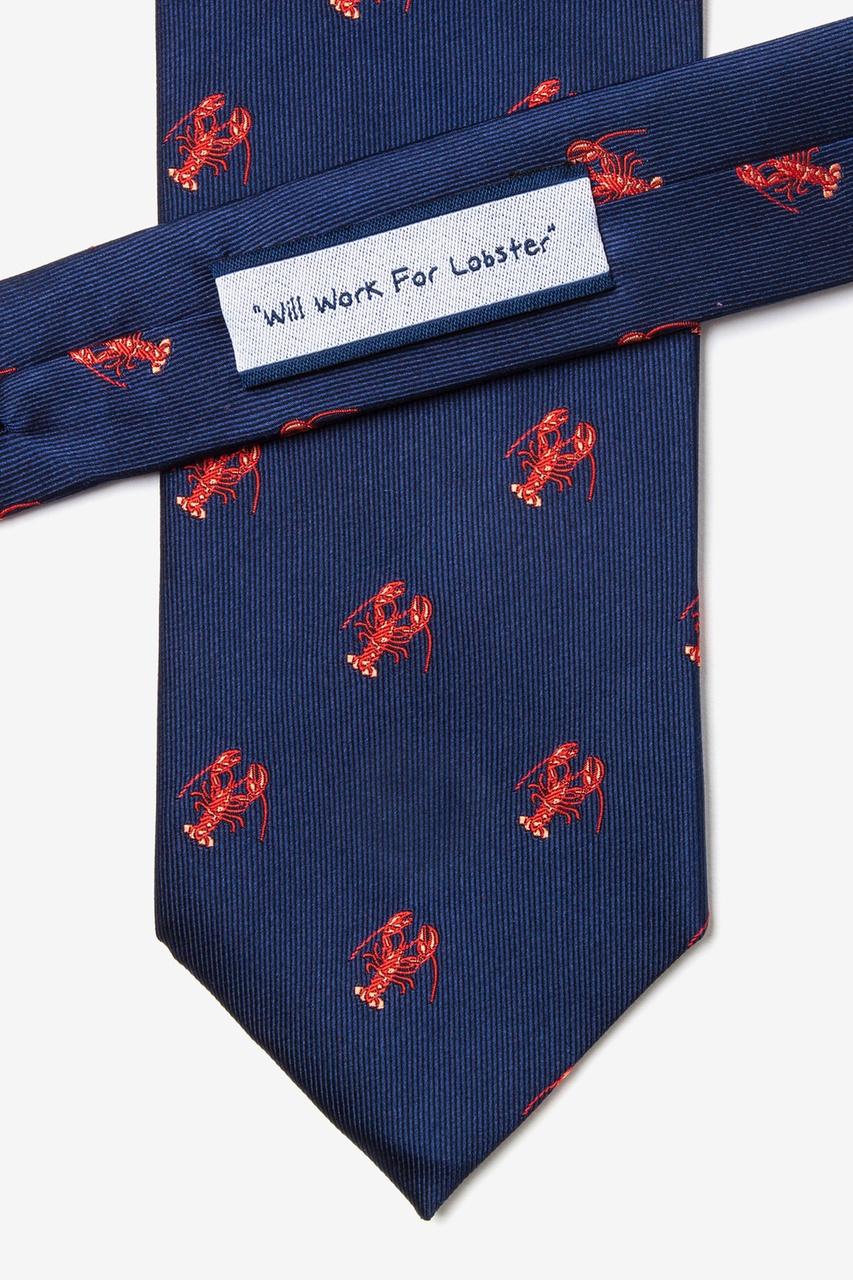 Alynn Will Work For Lobster Navy Blue 100% Silk Tie