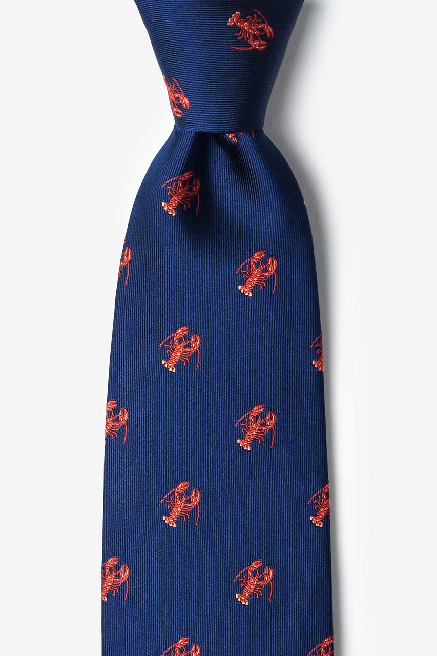 alynn Will Work for Lobster Navy Blue 100% silk Tie