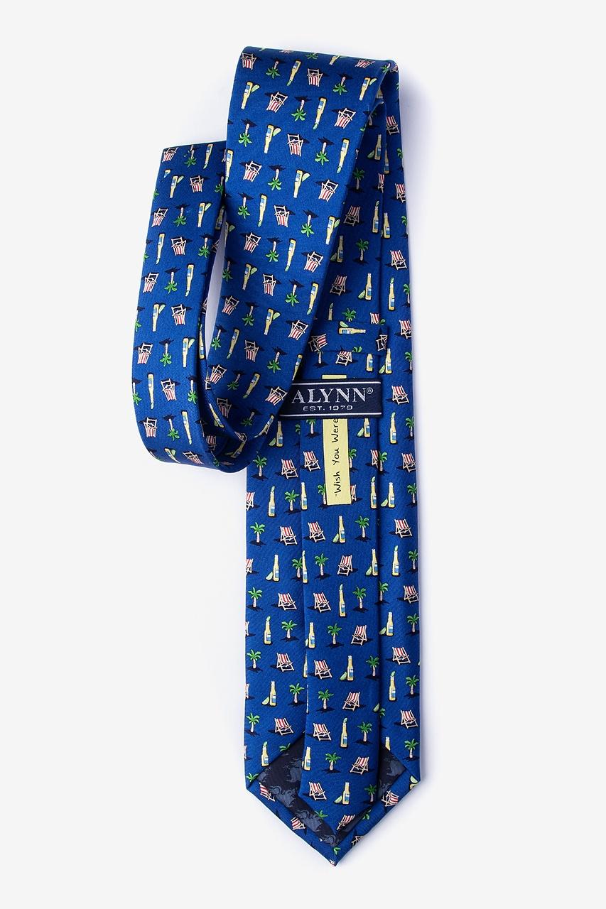 Alynn Wish You Were Beer Navy Blue 100% Silk Tie