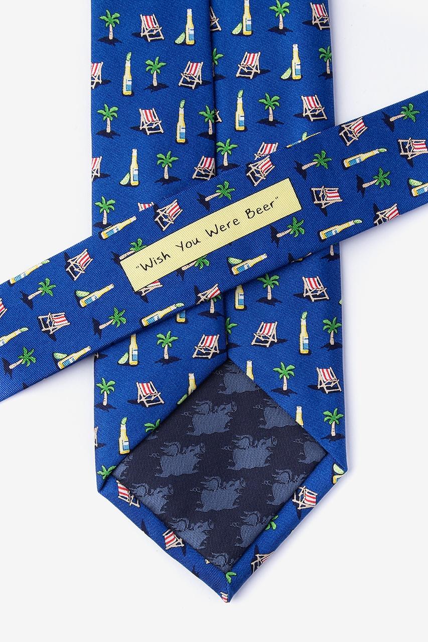 Alynn Wish You Were Beer Navy Blue 100% Silk Tie