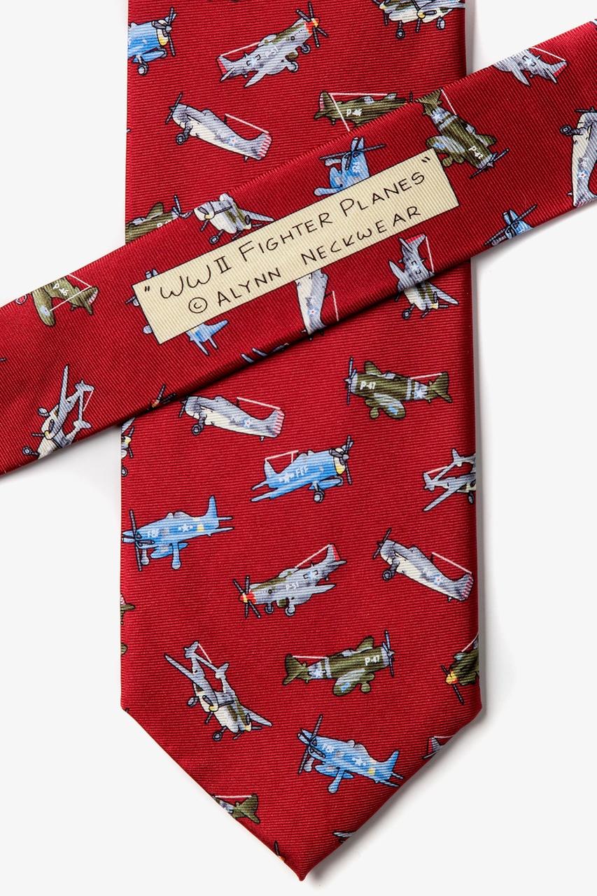 Alynn WWII Fighter Planes Red 100% Silk Tie