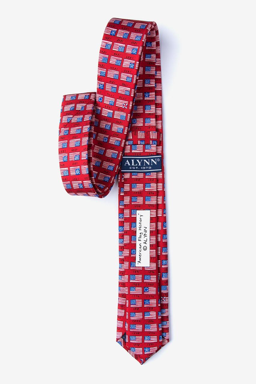 Alynn American Flag History Red 100% Silk Skinny Tie