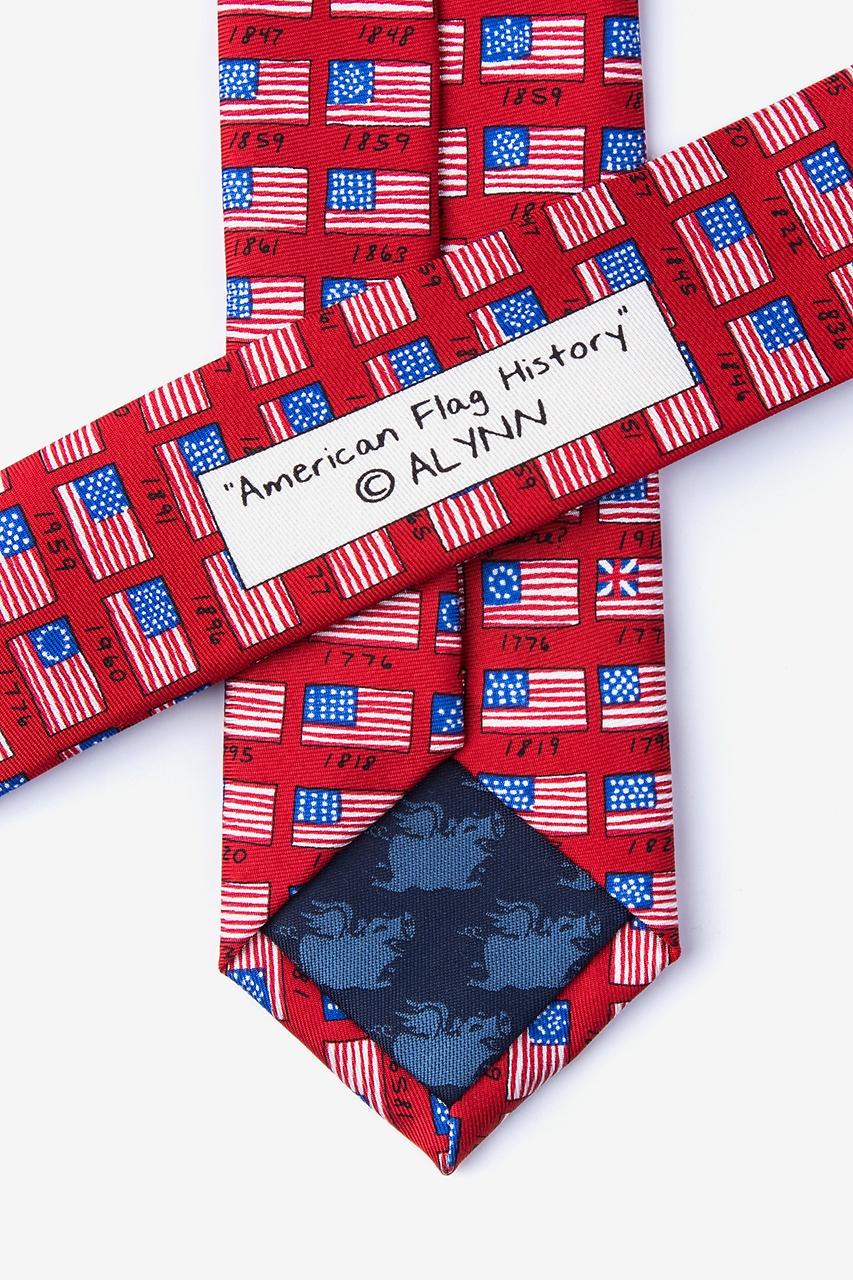 Alynn American Flag History Red 100% Silk Skinny Tie