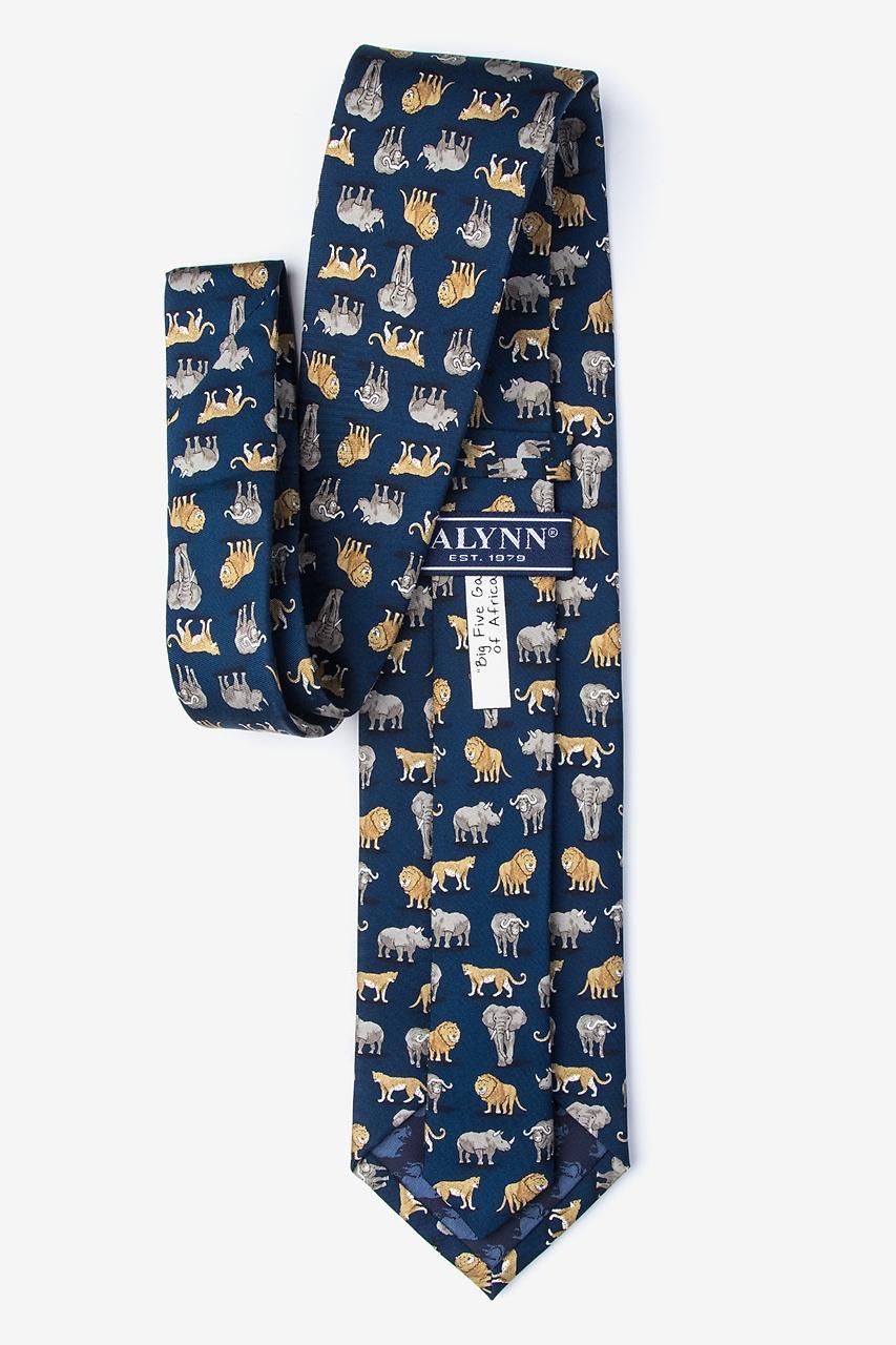 Alynn Big Five Game Of Africa Navy Blue 100% Silk Tie