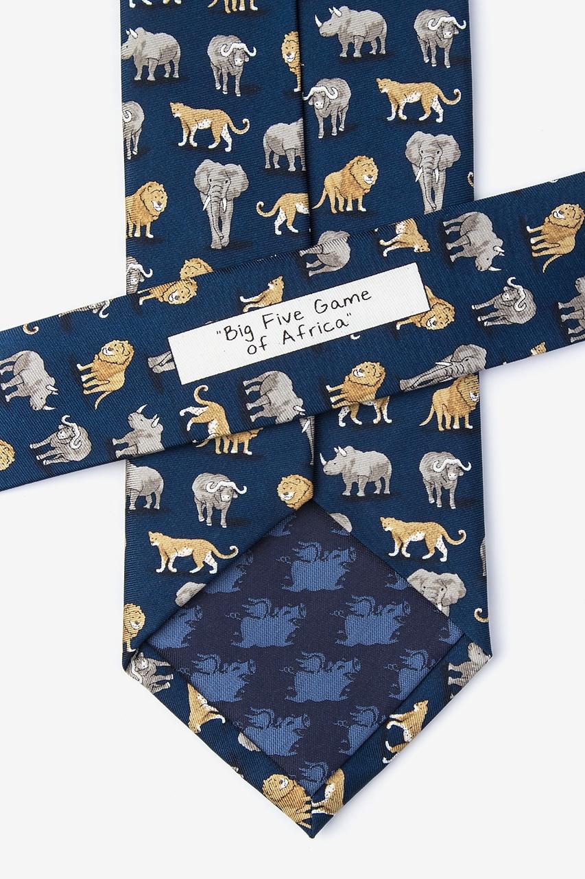 Alynn Big Five Game Of Africa Navy Blue 100% Silk Tie
