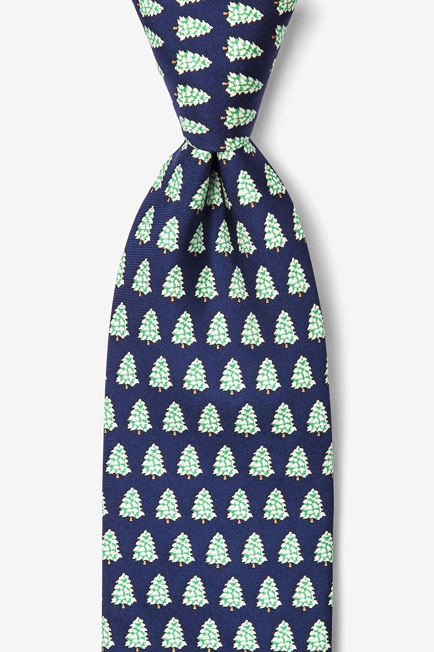 Alynn Bringing Home The Tree Navy Blue 100% Silk Tie