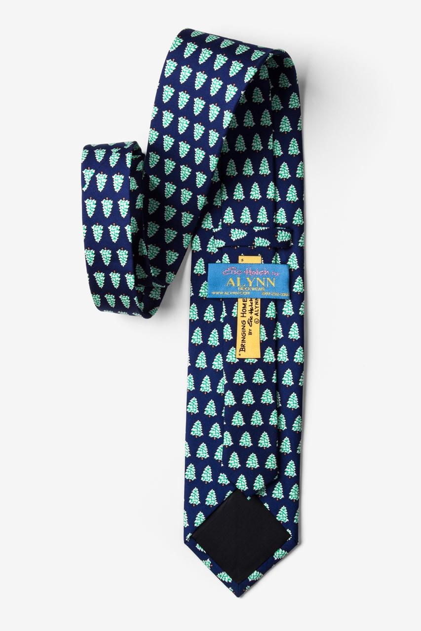 Alynn Bringing Home The Tree Navy Blue 100% Silk Tie