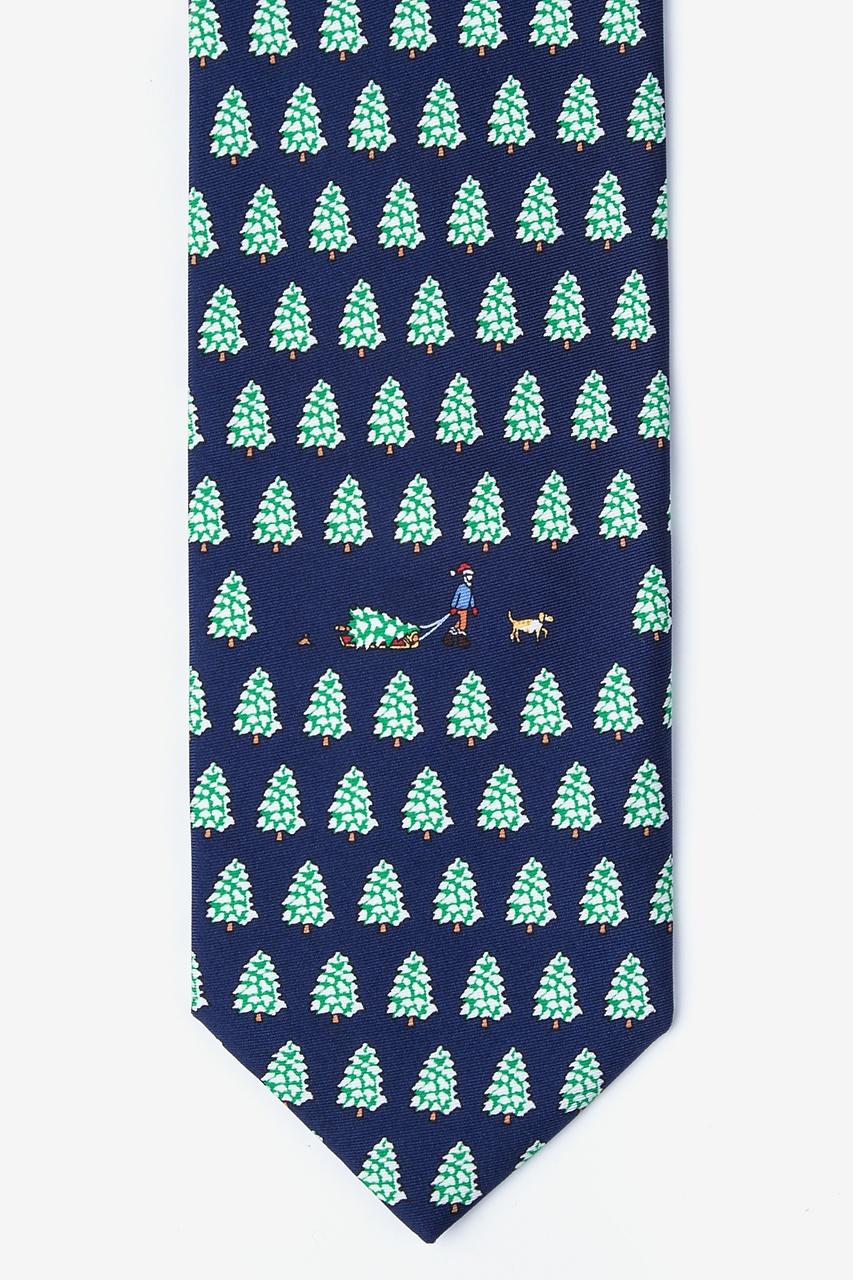 alynn Bringing Home the Tree Navy Blue 100% silk Tie