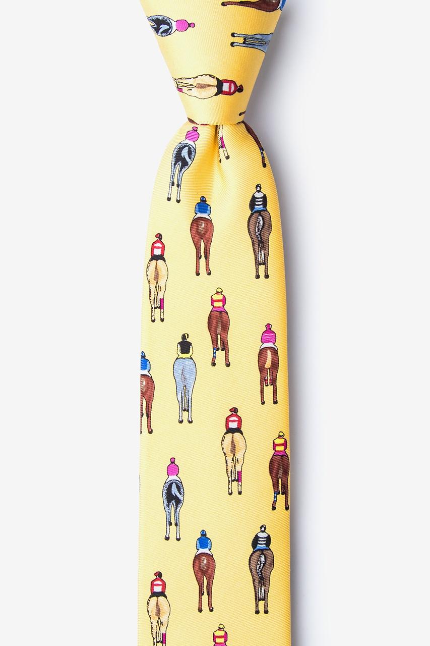 alynn Bringing Up the Rear yellow 100% silk Skinny Tie