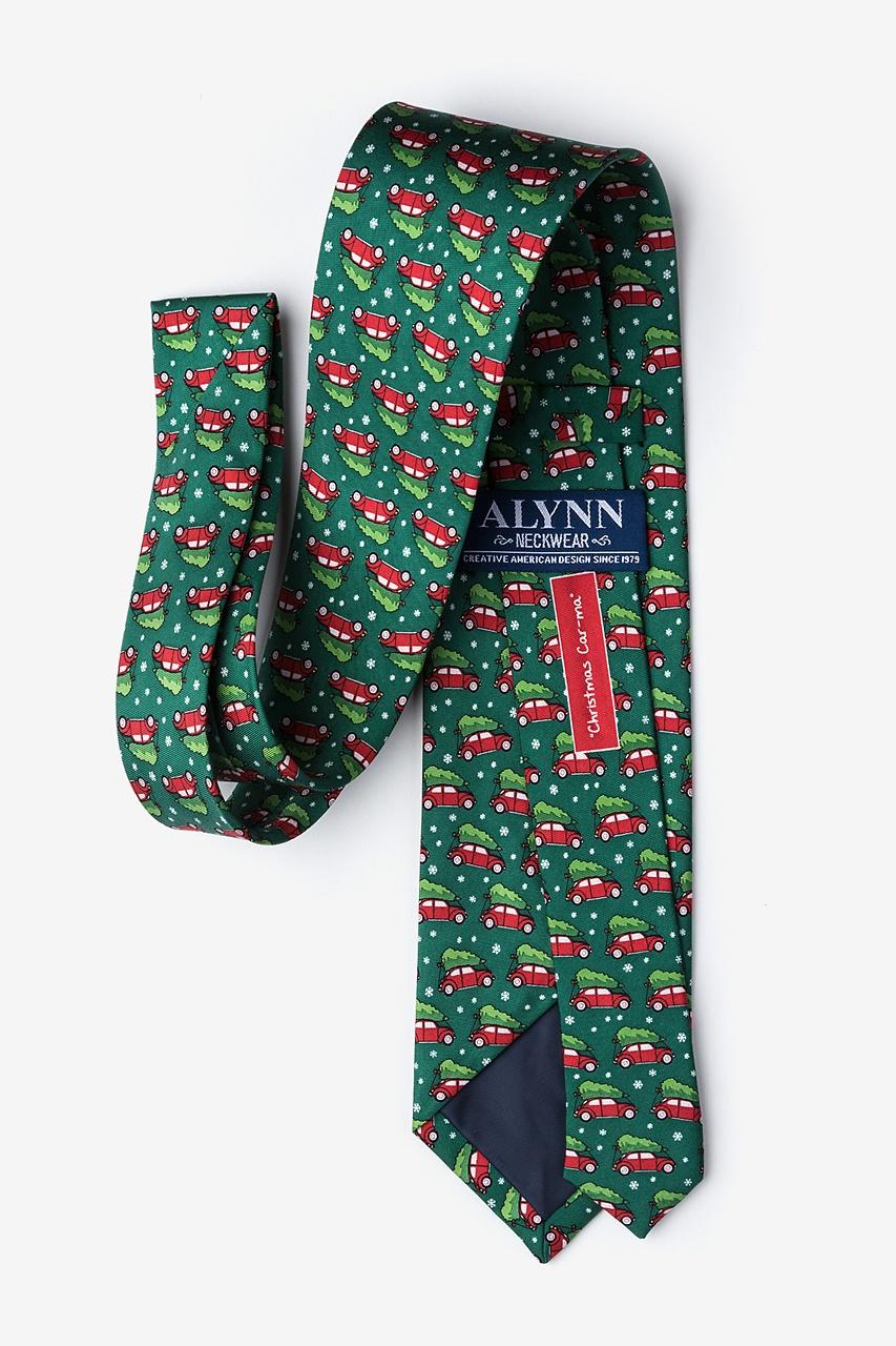 Alynn Christmas Car-ma Green 100% Silk Extra Long Tie