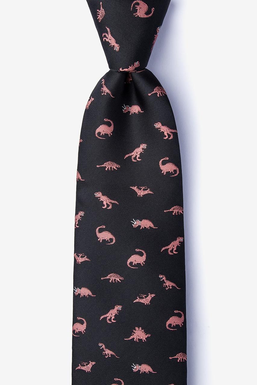 alynn Coral Dinosaurs Roaming black 100% microfiber Tie