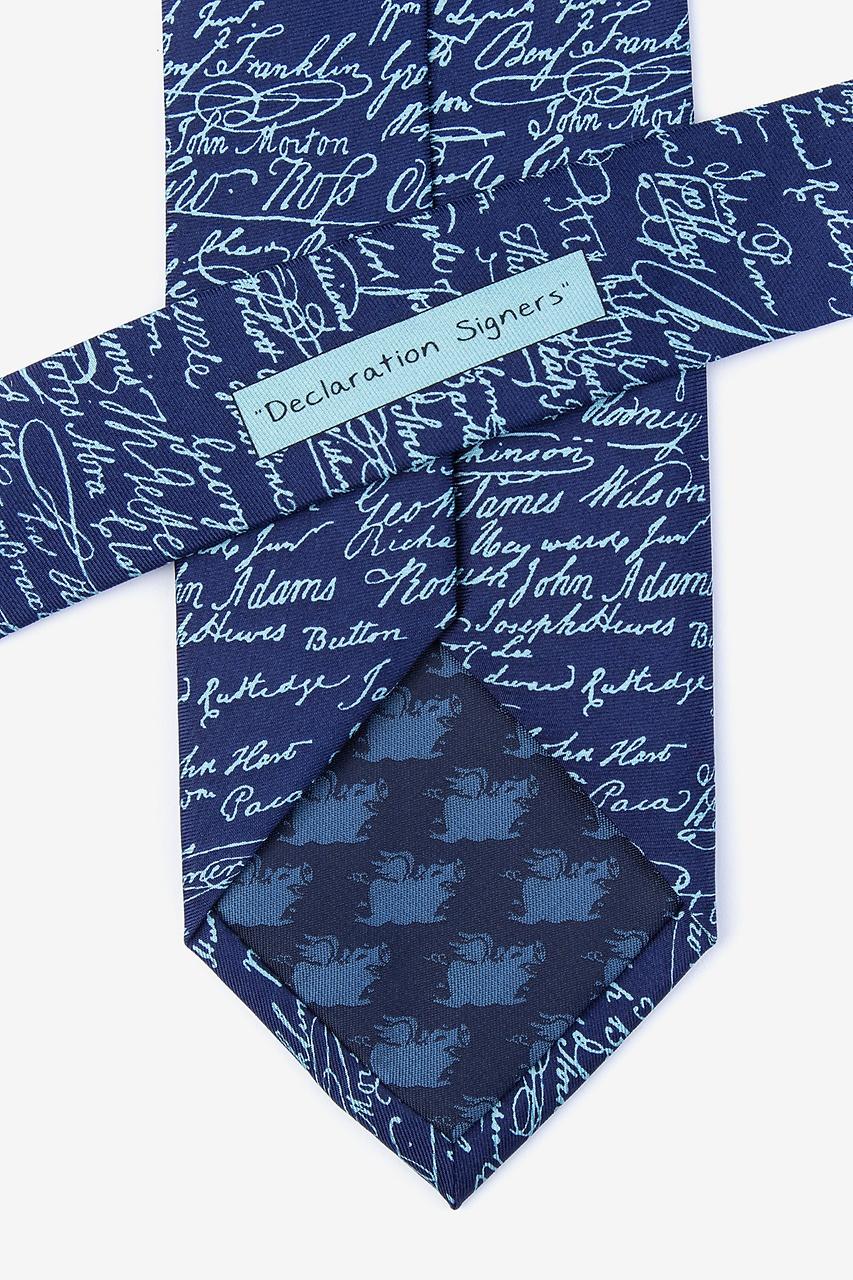 Alynn Declaration Signers Navy Blue 100% Silk Extra Long Tie