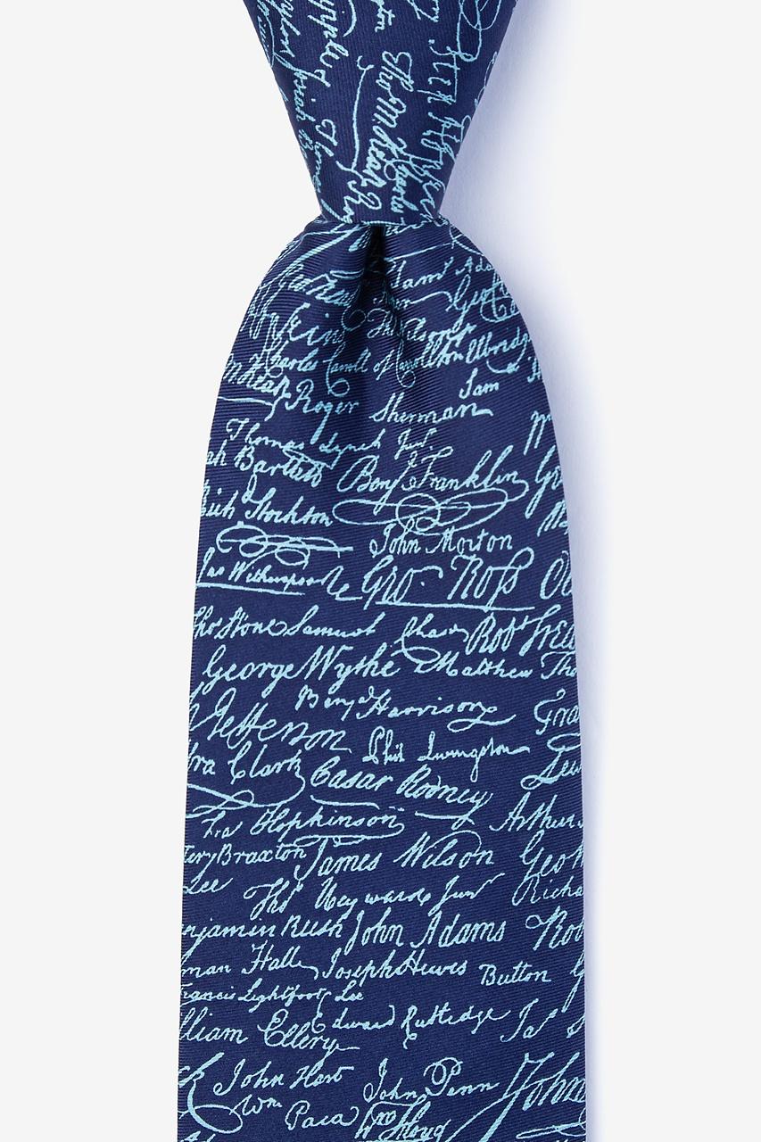 alynn Declaration Signers Navy Blue 100% silk Extra Long Tie