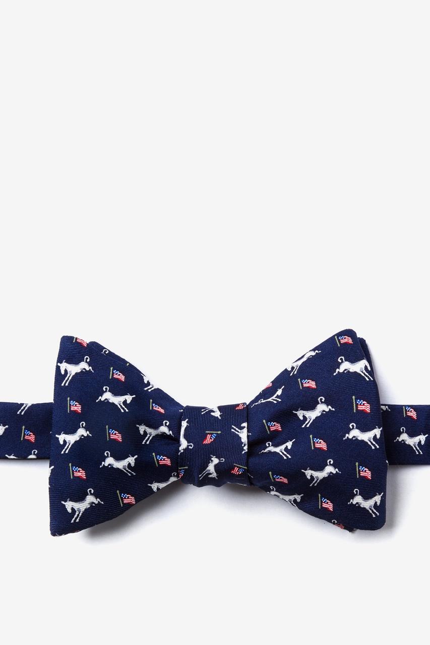 alynn Democratic Donkeys Navy Blue Self-Tie Bow Tie