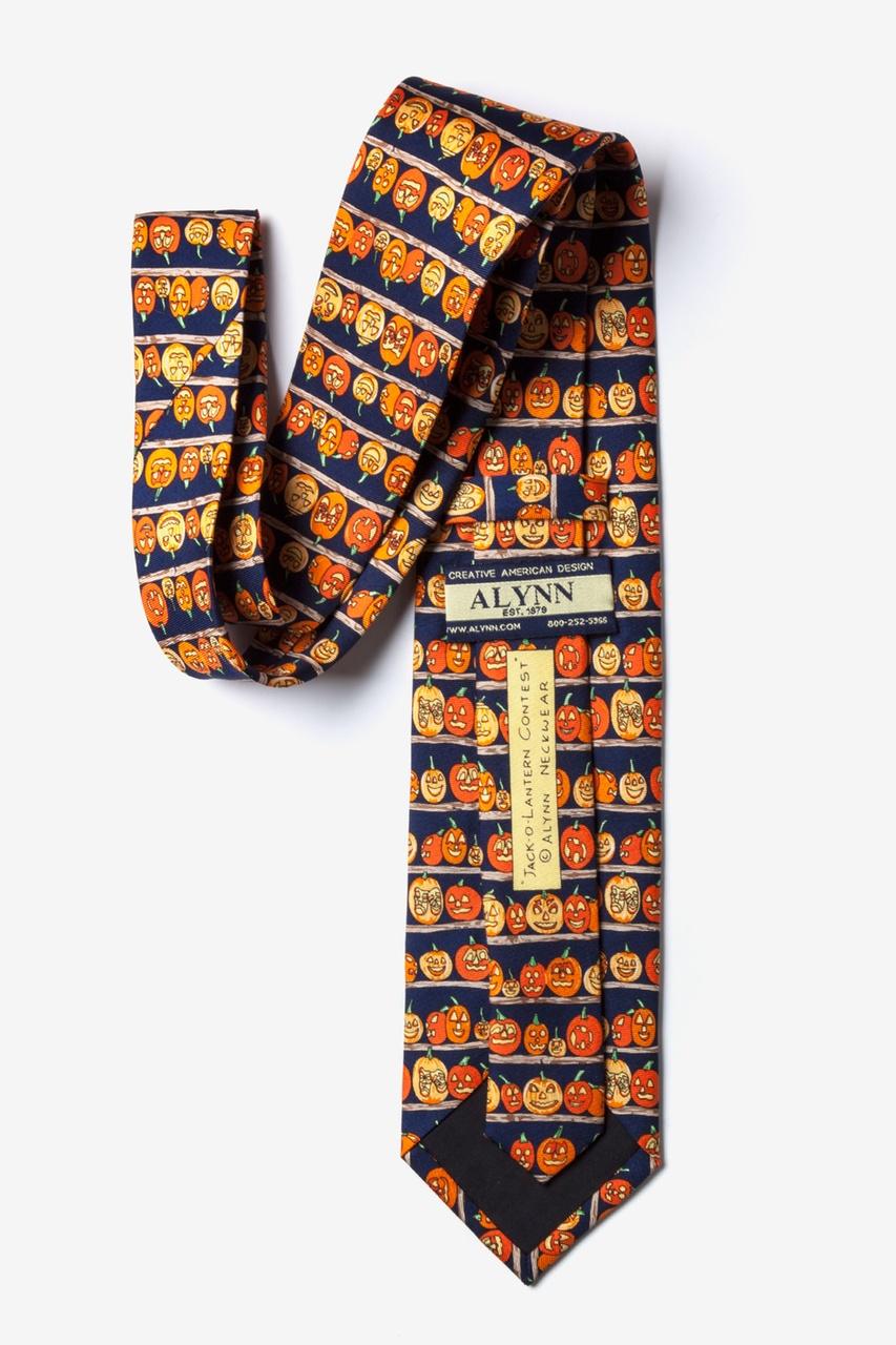Alynn Jack-O'-Lantern Contest Navy Blue 100% Silk Tie