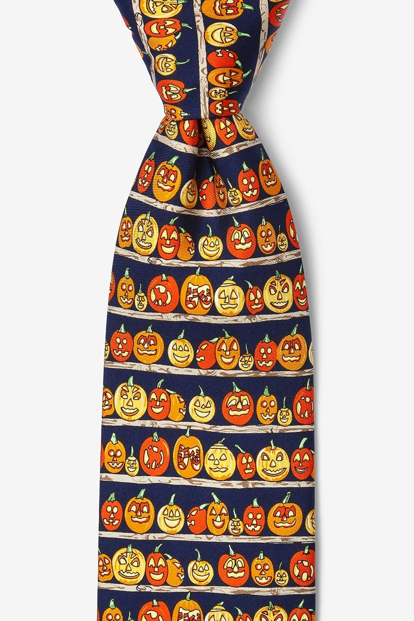 alynn Jack-O'-Lantern Contest Navy Blue 100% silk Tie