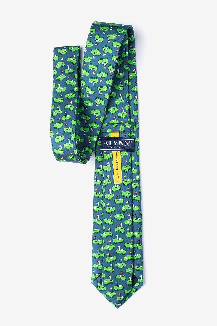 Alynn Just Putter-ing Around Blue 100% Silk Extra Long Tie