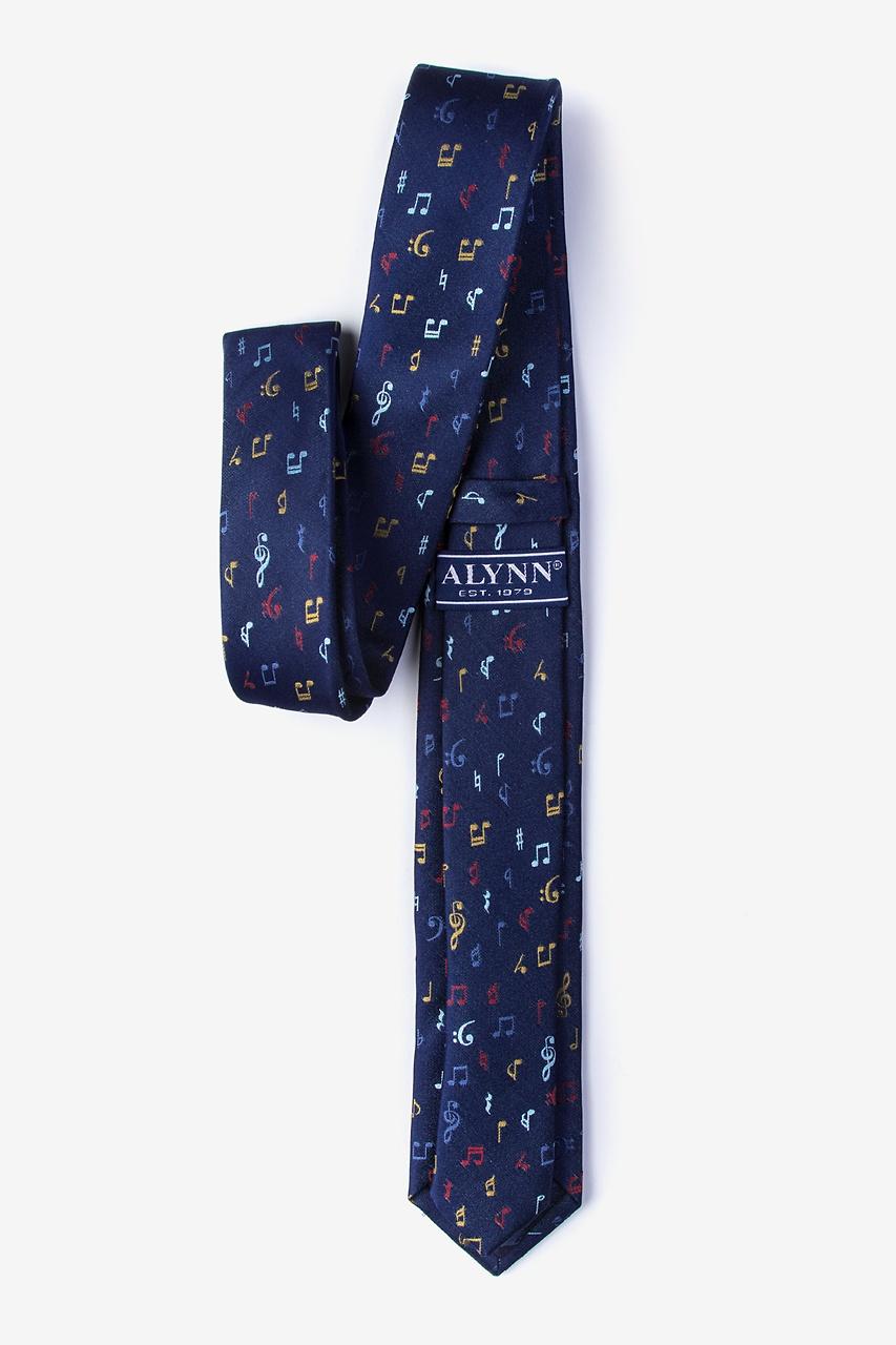 Alynn Let's Compare Notes Navy Blue 100% Silk Skinny Tie