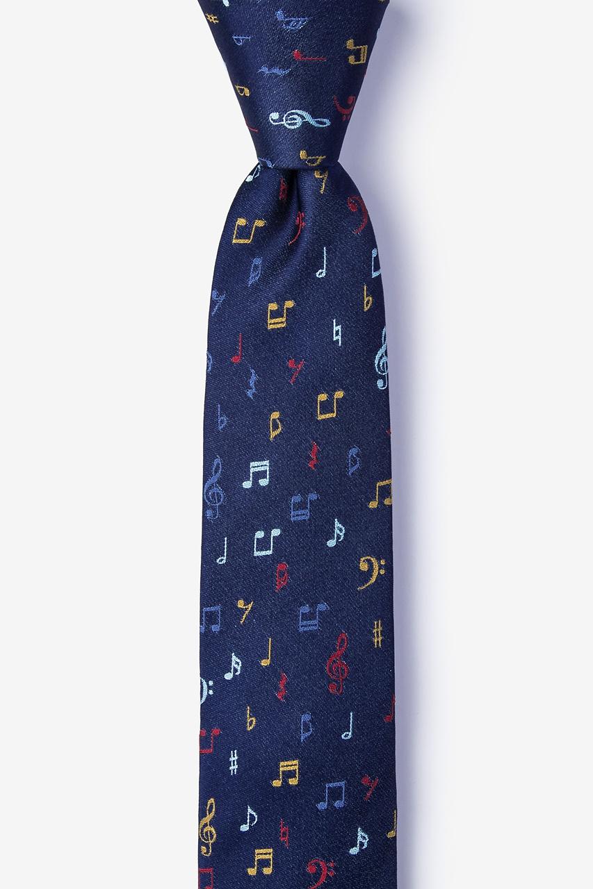 alynn Let's Compare Notes Navy Blue 100% silk Skinny Tie