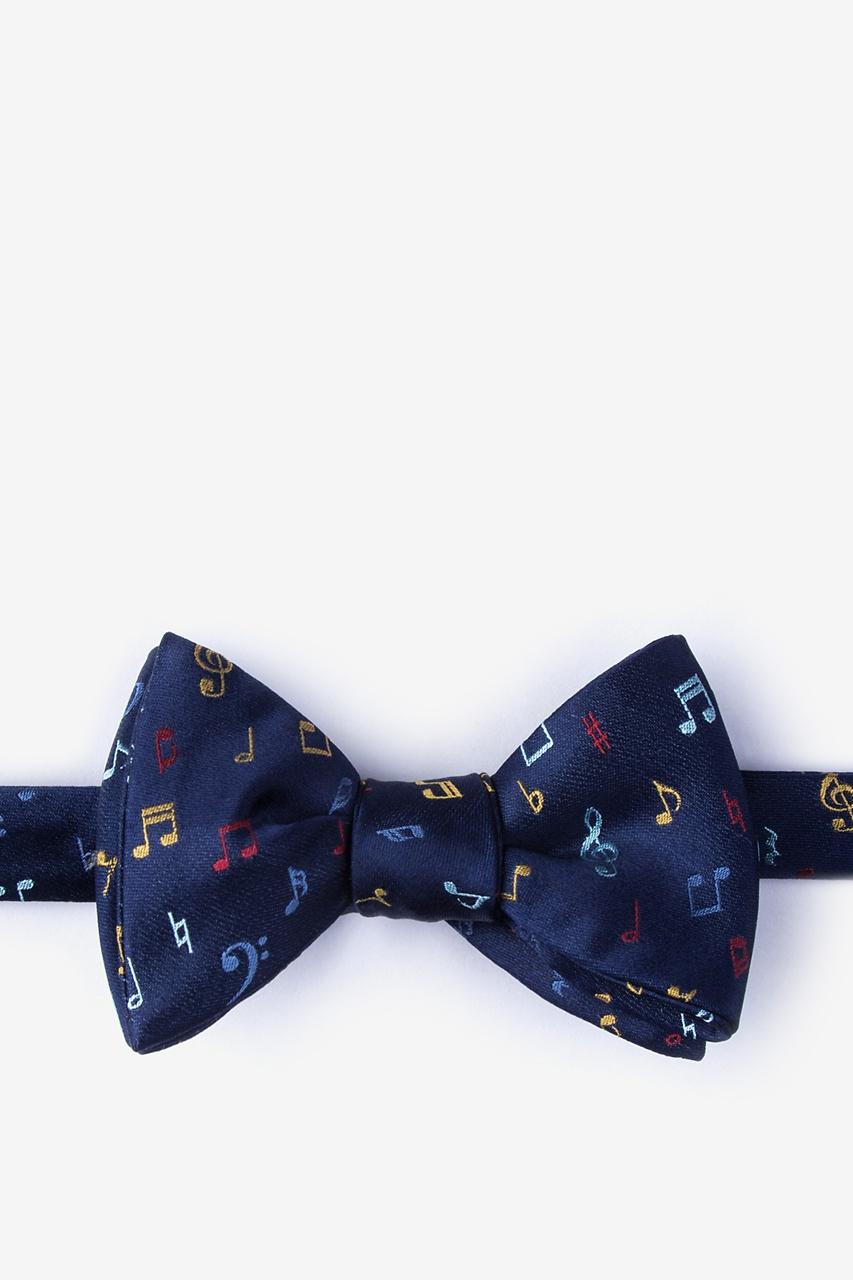 alynn Let's Compare Notes Navy Blue Self-Tie Bow Tie