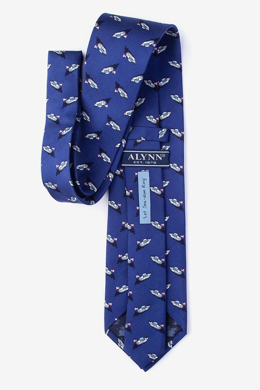 Alynn Let Sea-dom Ring Navy Blue 100% Silk Extra Long Tie