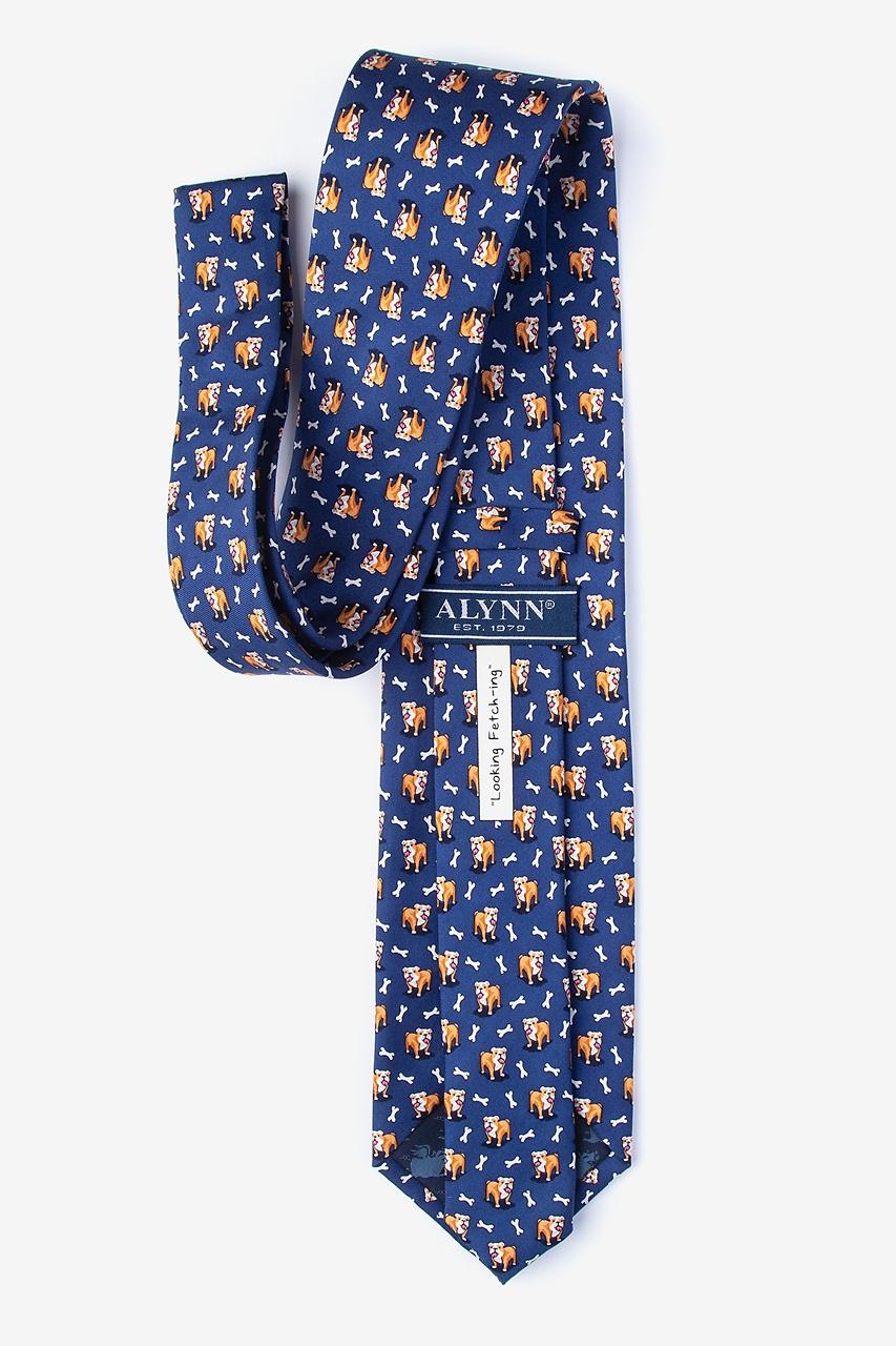 Alynn Looking Fetch-ing Navy Blue 100% Silk Extra Long Tie