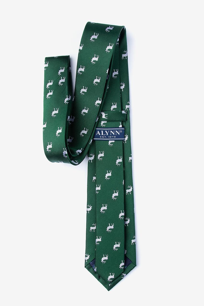 Alynn Majestic Elk Dark Green 100% Silk Extra Long Tie