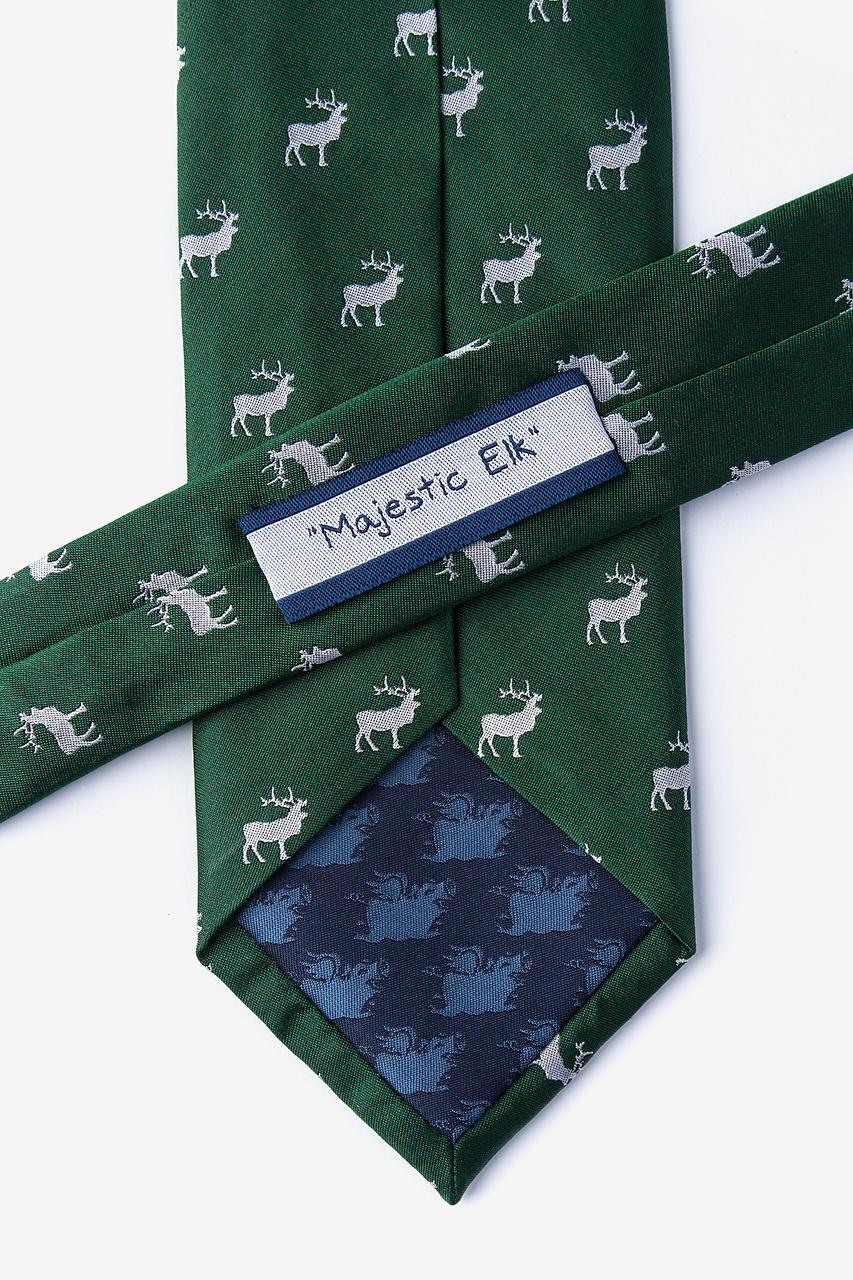 Alynn Majestic Elk Dark Green 100% Silk Extra Long Tie