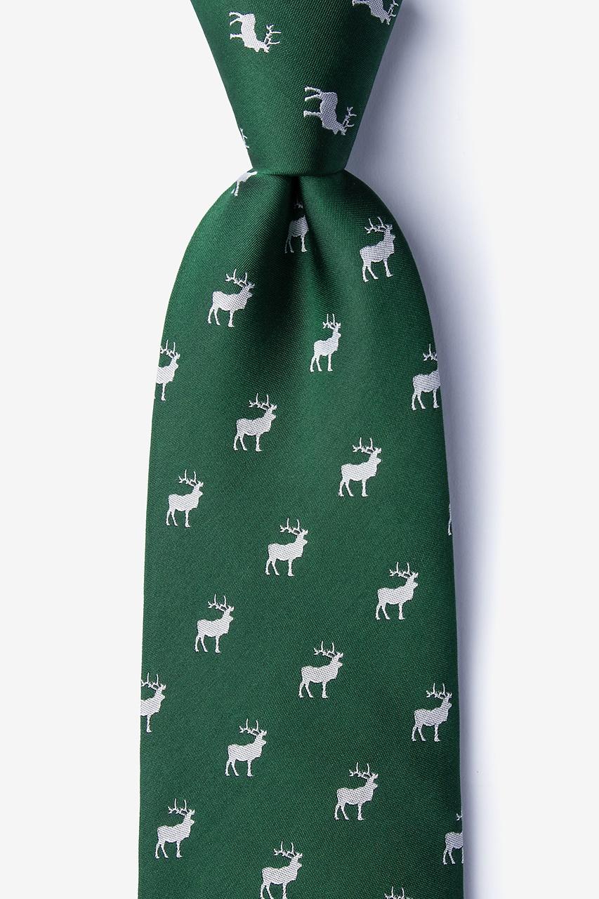 alynn Majestic Elk dark green 100% silk Extra Long Tie