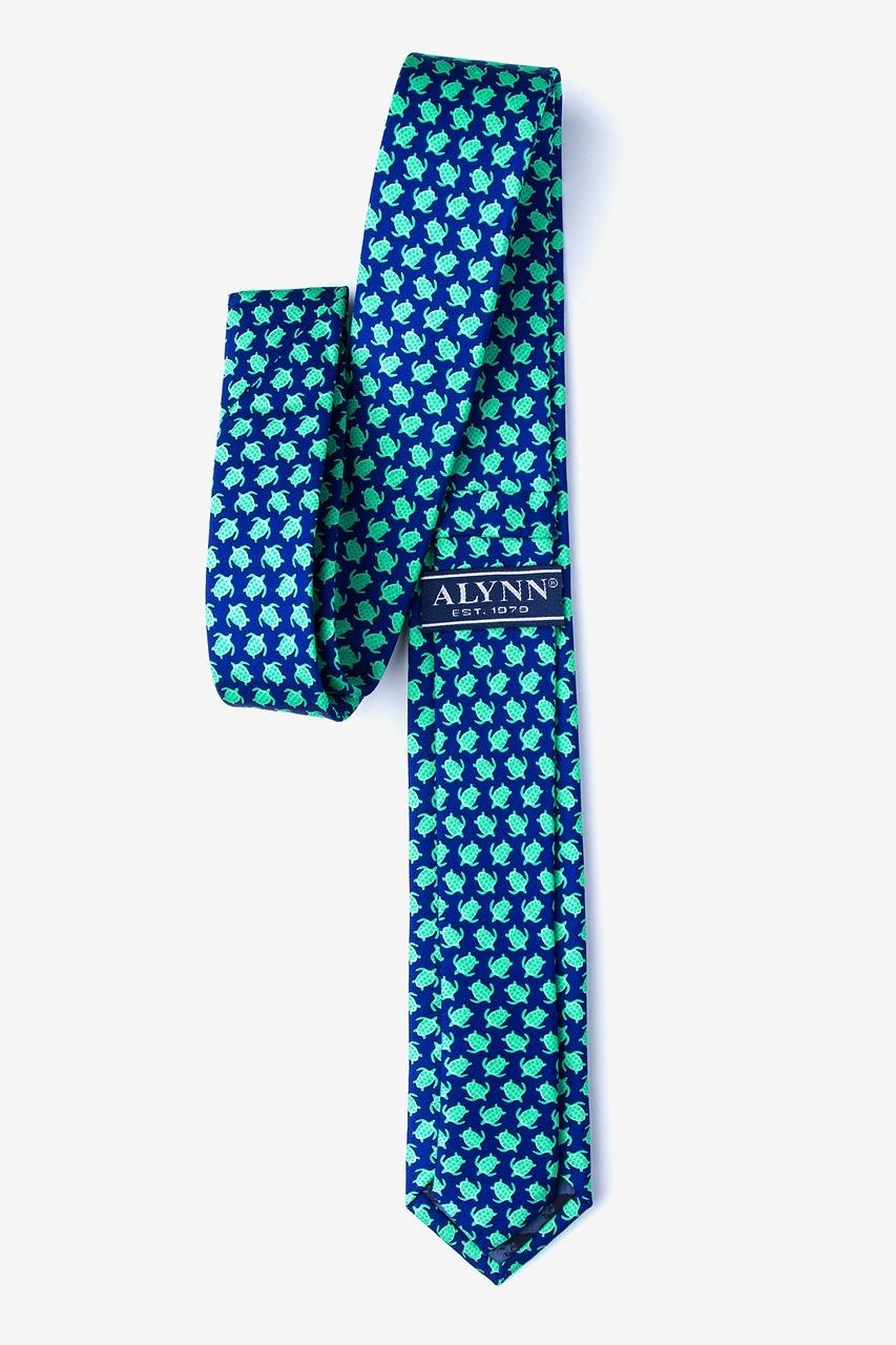 Alynn Micro Sea Turtles Navy Blue 100% Silk Skinny Tie