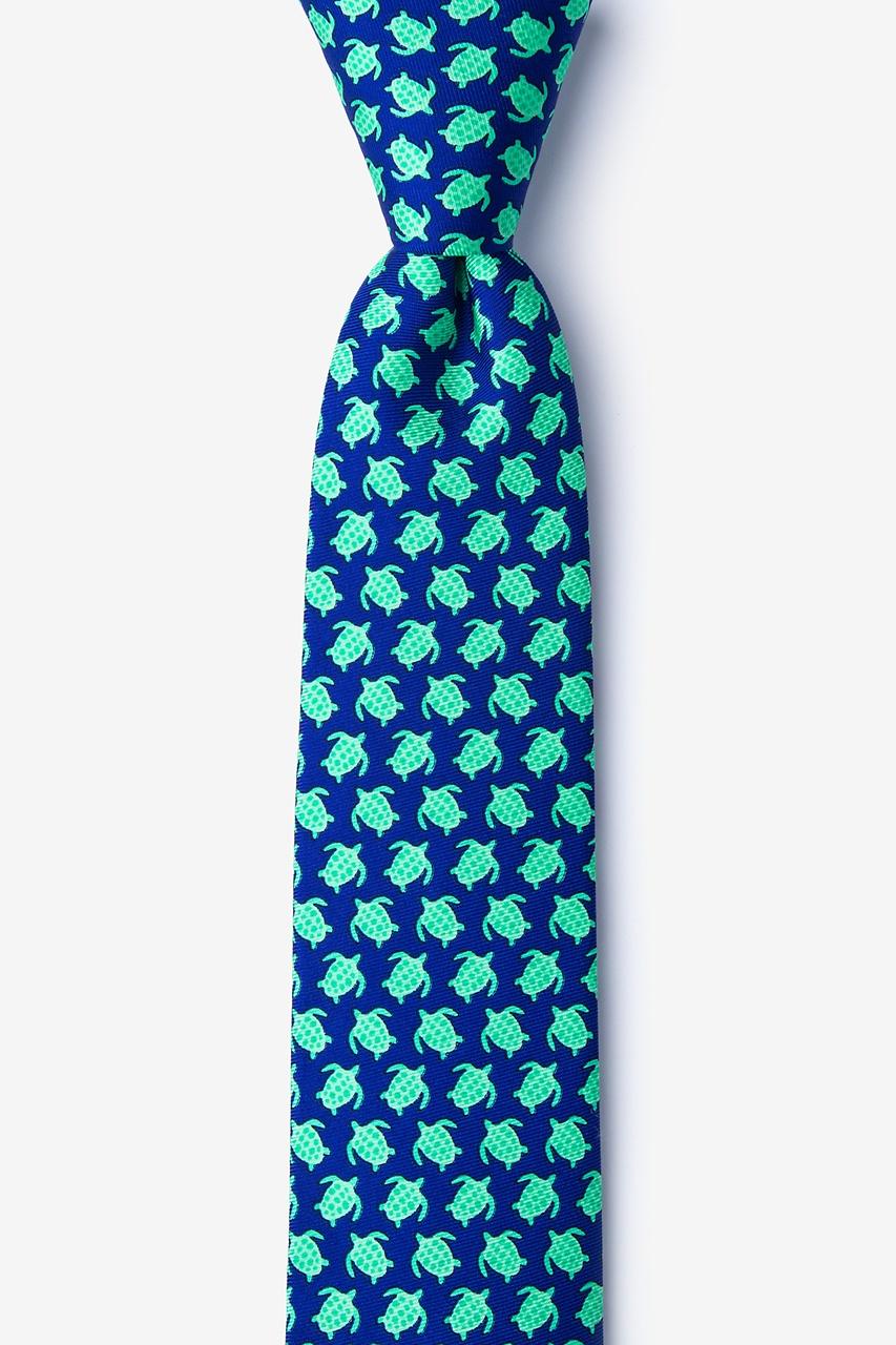 alynn Micro Sea Turtles Navy Blue 100% silk Skinny Tie