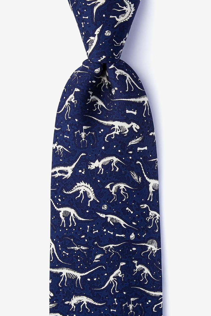 alynn Navy Blue Dig Fossils Navy Blue 100% silk Extra Long Tie