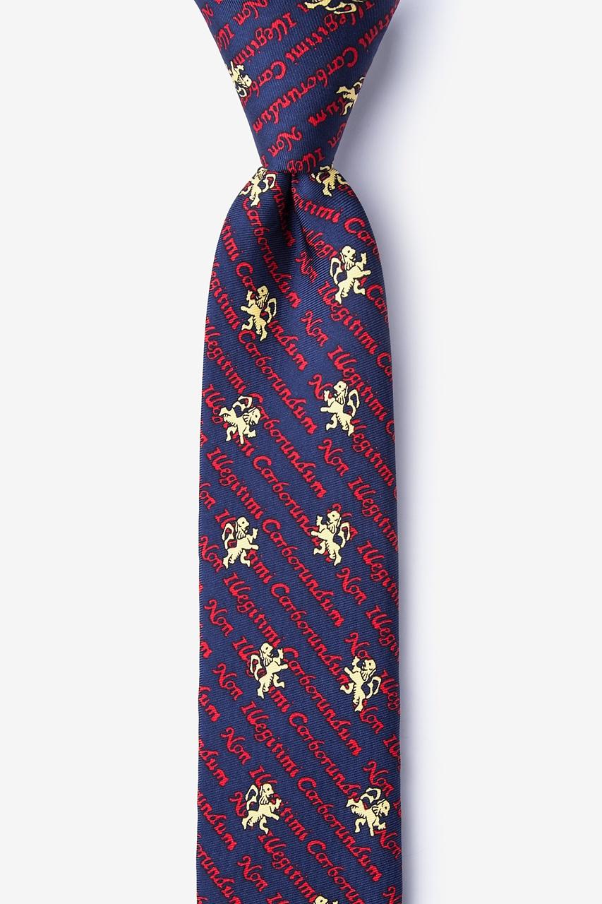 alynn Non Illegitimi Carborundum Navy Blue 100% silk Skinny Tie