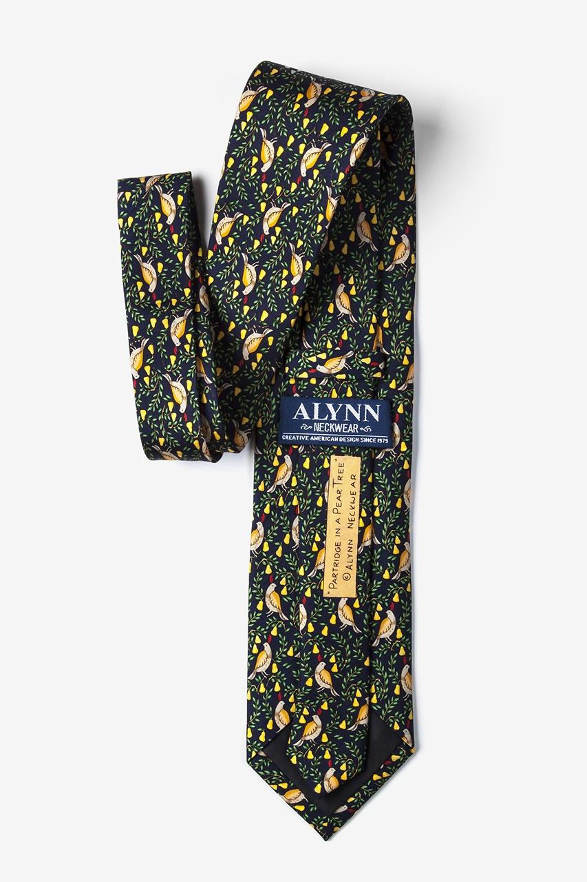 Alynn Partridge In A Pear Tree Navy Blue 100% Silk Tie