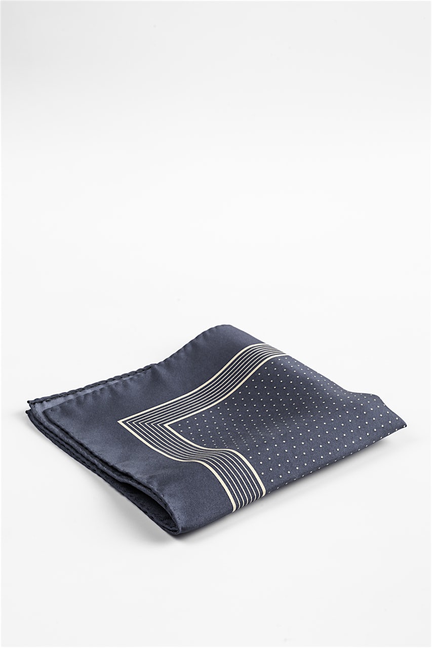 Alynn Polkadot And Stripe Pocket Square Gray Pocket Square