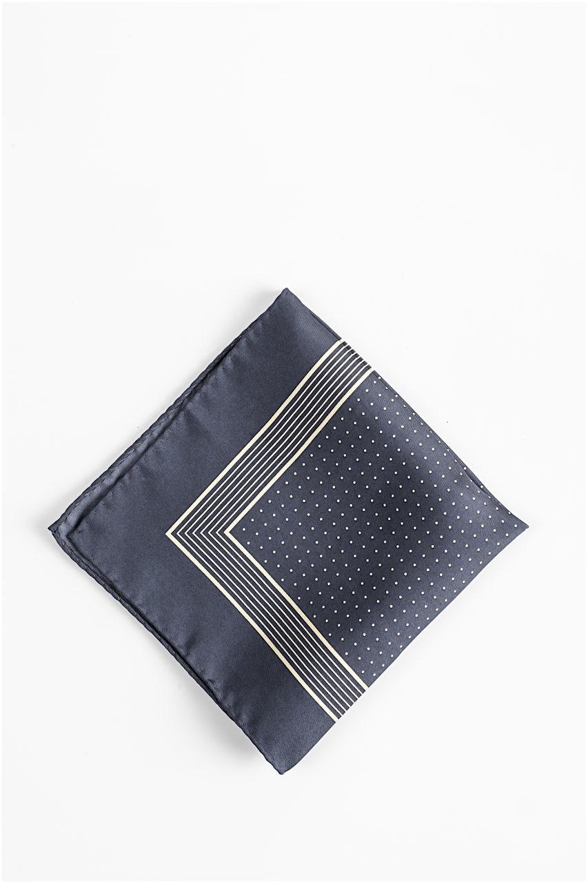 Alynn Polkadot And Stripe Pocket Square Gray Pocket Square