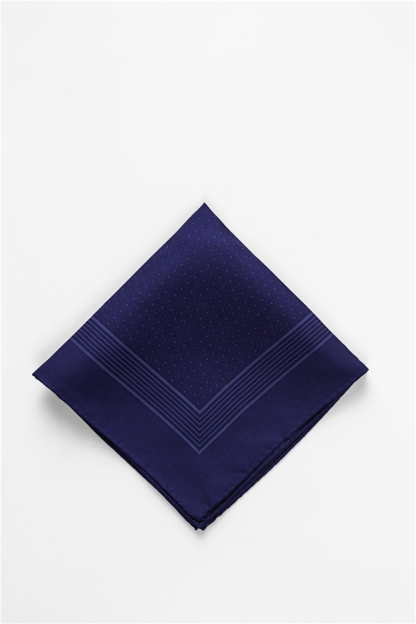 alynn Polkadot and Stripe Pocket Square Navy Blue Pocket Square